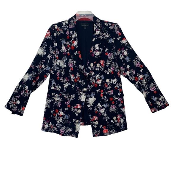 Lane Bryant womens 16 1x 2x floral navy blazer jacket business formal work blue - Picture 1 of 12